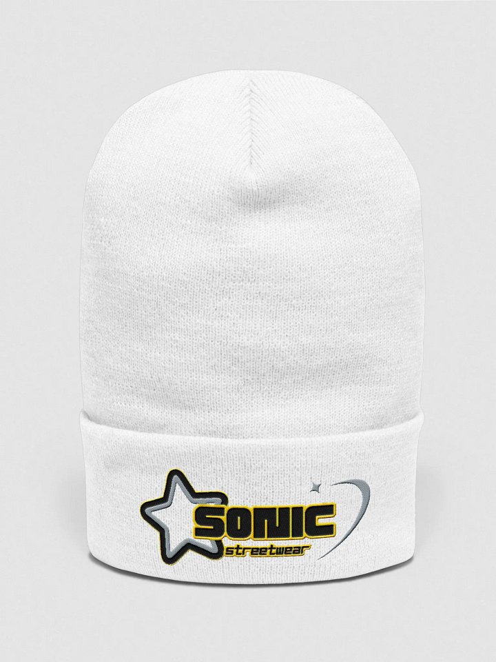 Sonic logo white beanie product image (1)