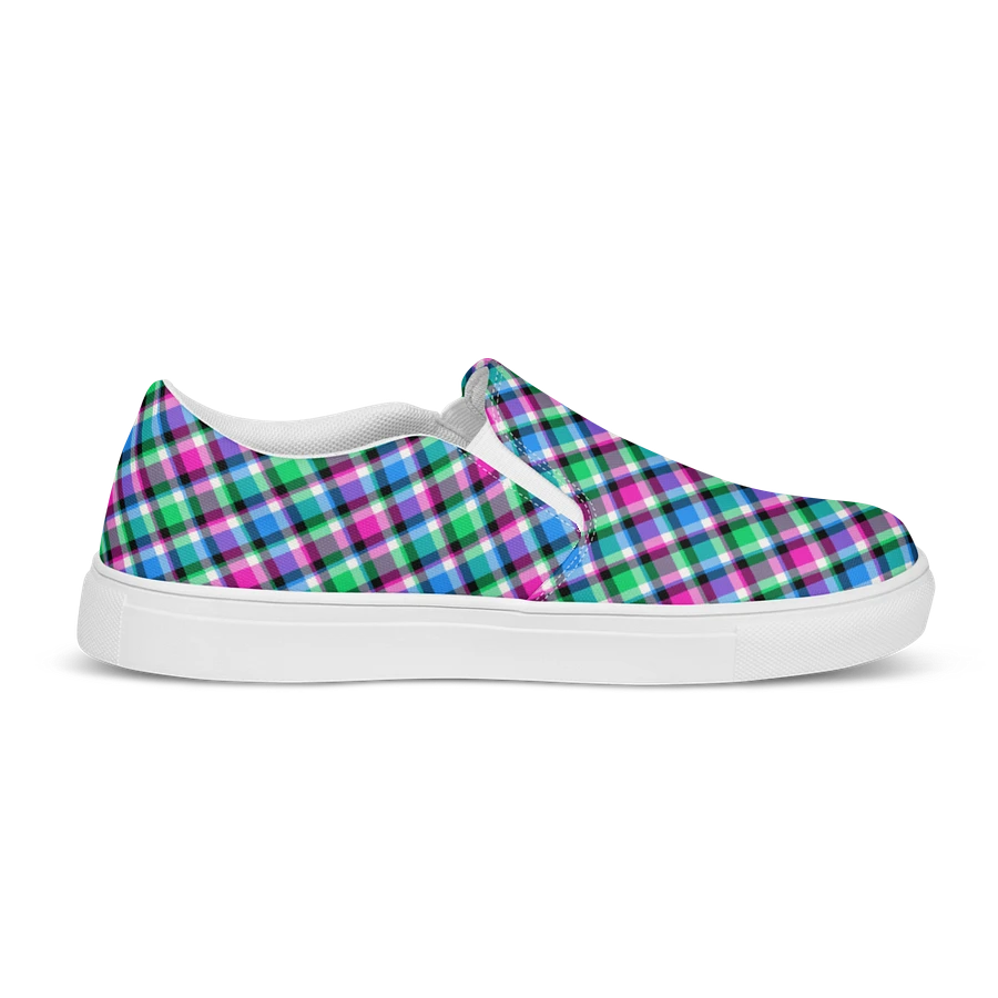 Magenta, Bright Green, and Blue Plaid Women's Slip-On Shoes product image (5)