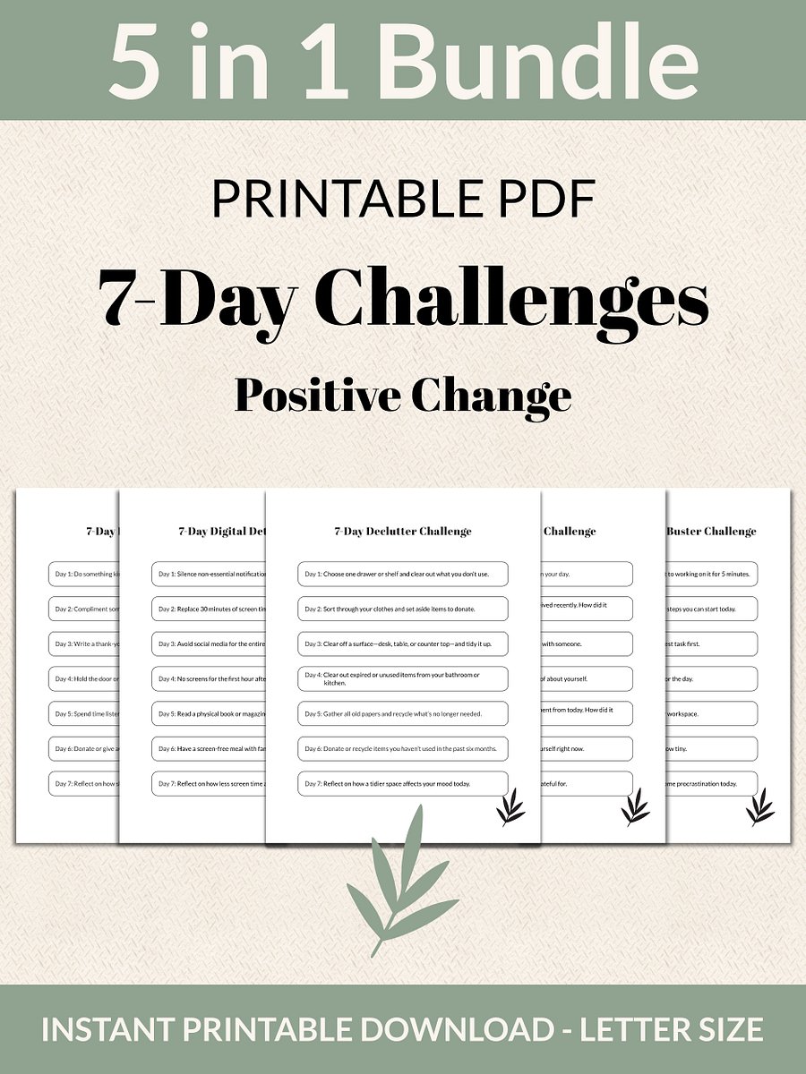Positive Change Bundle 7-Day Challenges Printable product image (1)