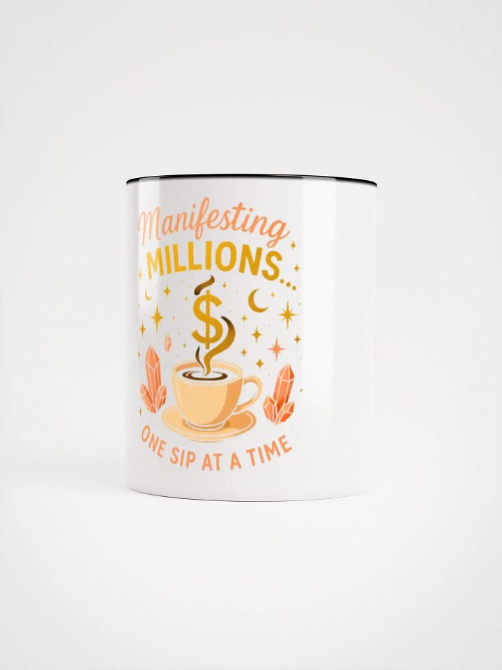 "Manifest & Sip" Ceramic Mug with Color Inside | Manifesting Millions Daily product image (1)