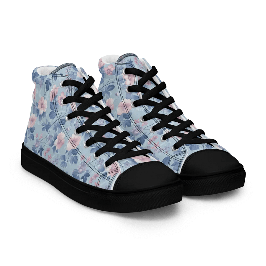Serene Blue Blossoms High Top Canvas Sneakers product image (16)