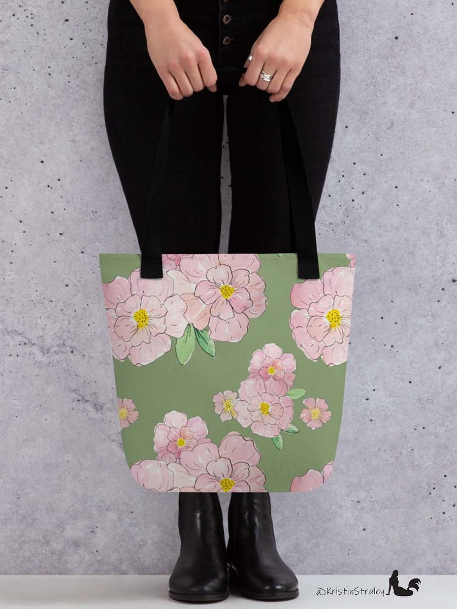 Gingham Blossoms - Lg Pink Flowers on Green product image (7)