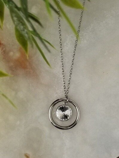 Forever in Love Necklace — Swarovski Crystal & Stainless Steel | Minimalist Pendant | Modern Everyday Jewelry product image (2)