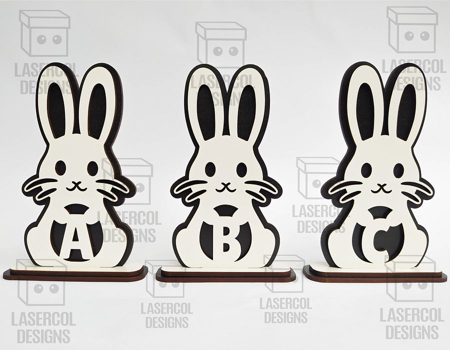 Easter Bunny Monogram Set 2 (3 Sizes) - Laser Cut Files product image (3)