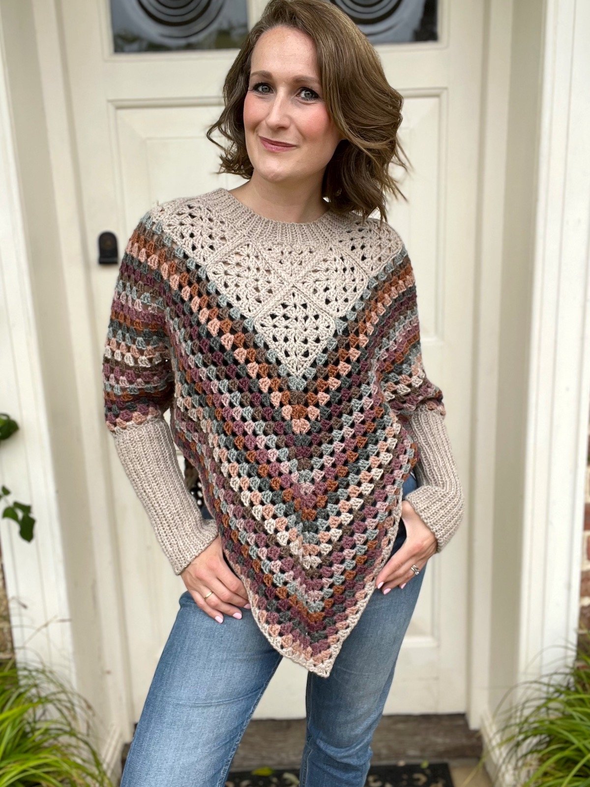 FRANNY GRANNY PONCHO CROCHET PATTERN WITH OPTIONAL SLEEVES product image (8)