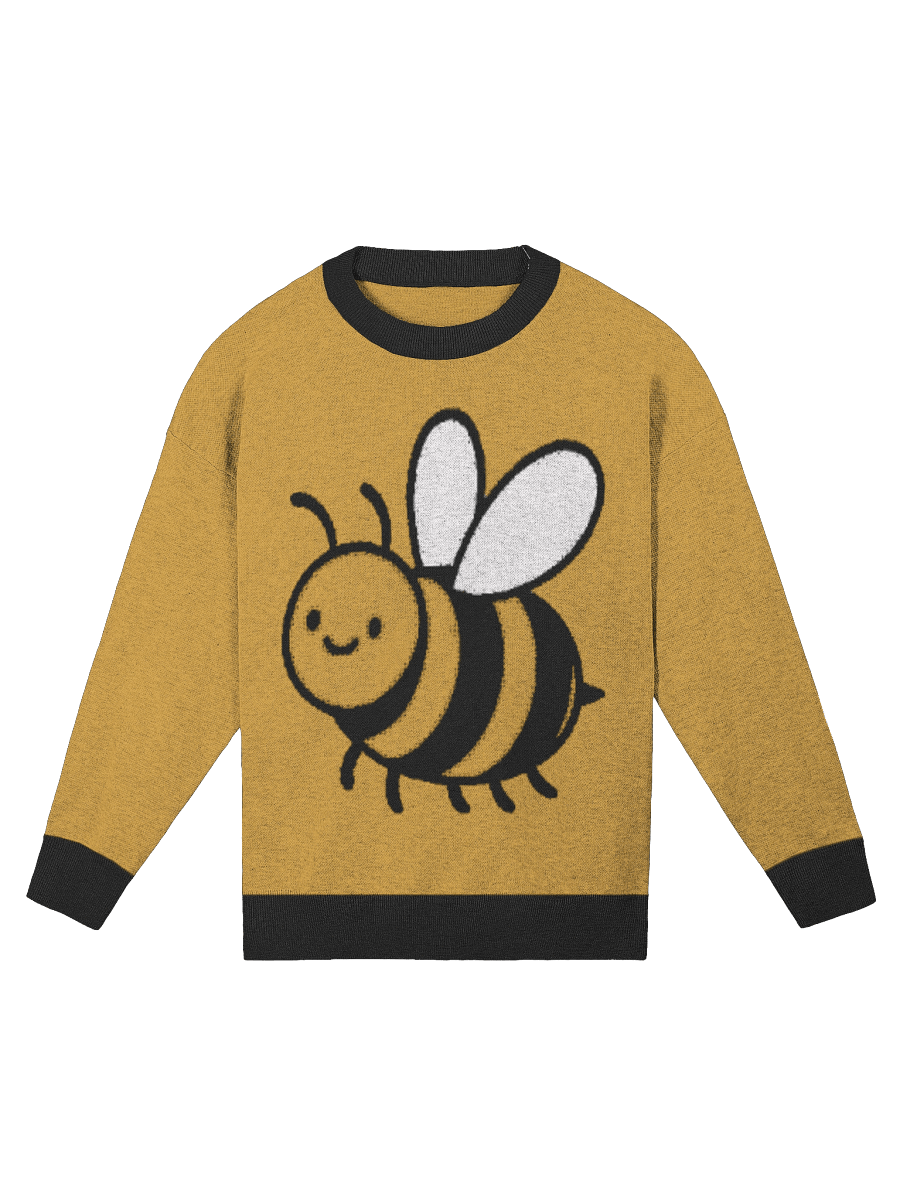 Bumble Bee Knit Jacquard Sweater – Cute Bee Crewneck, Cozy Graphic Knit Pullover product image (1)