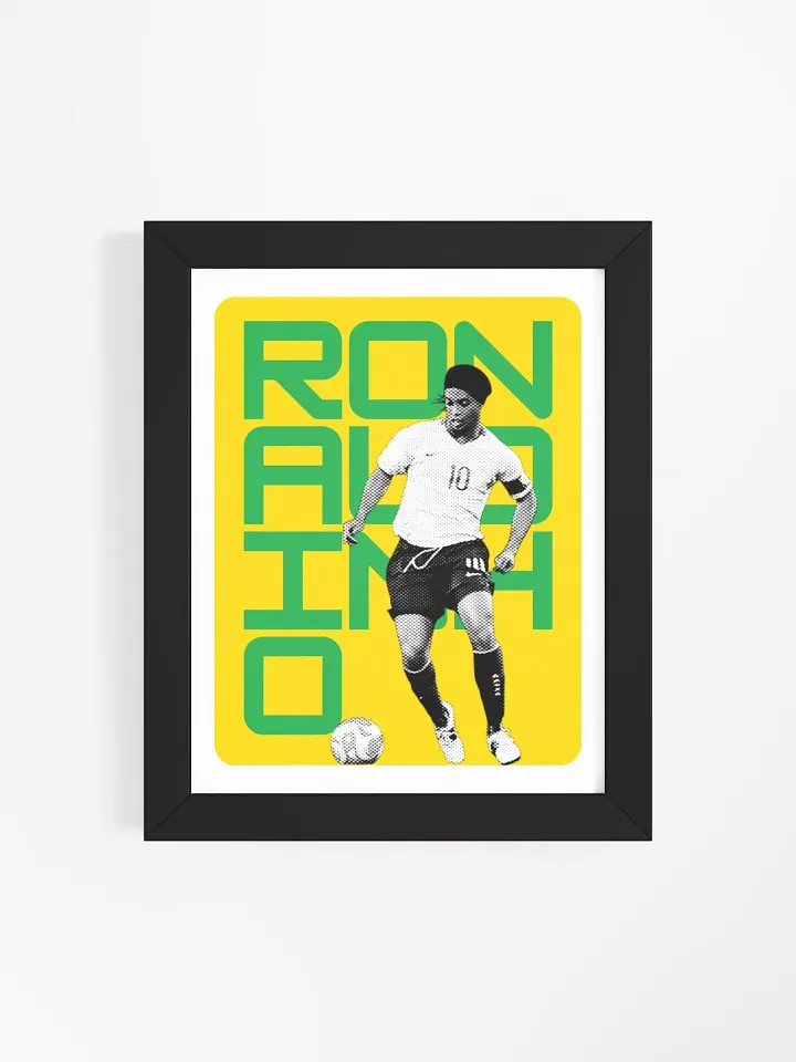 Ronaldinho BW Brazil Name Art Framed Print product image (2)