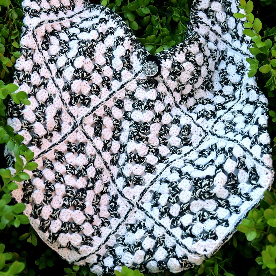 Black and White Oversized Crochet Tote - Handmade and One of a Kind product image (4)