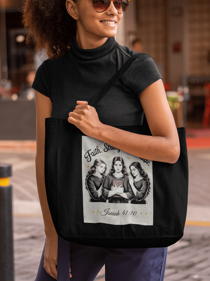 Faith Strength Courage Christian Organic Tote product image (1)