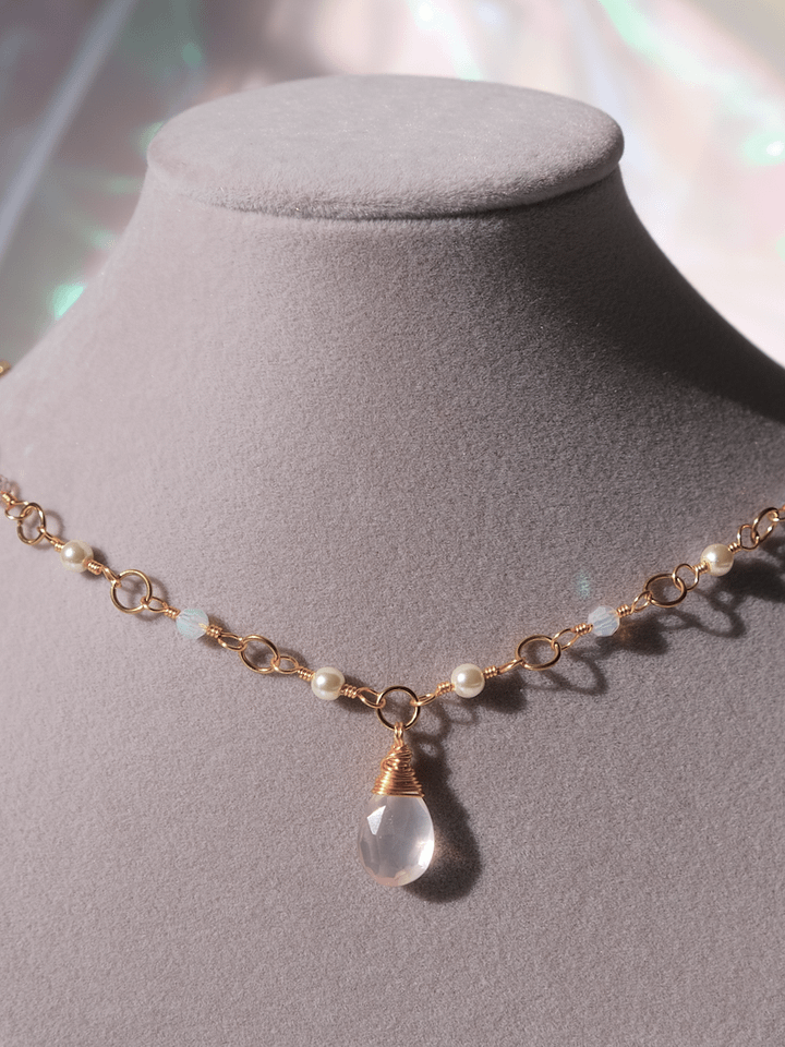 Trans pride 🏳️‍⚧️ - Rose quartz pendant necklace product image (1)