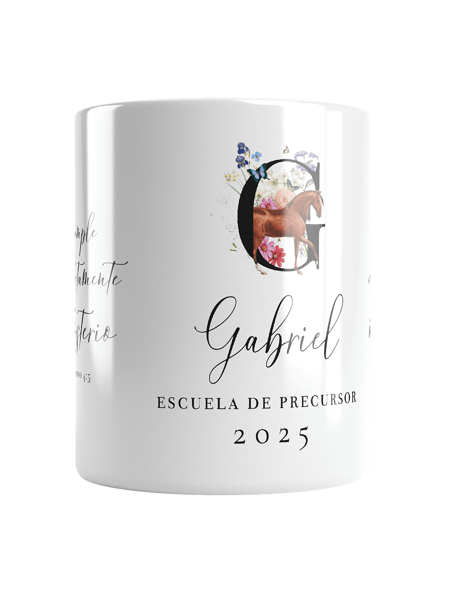 Taza Escuela de Precursor 2025 – Edición Floral “Gabriel” con Caballo product image (1)