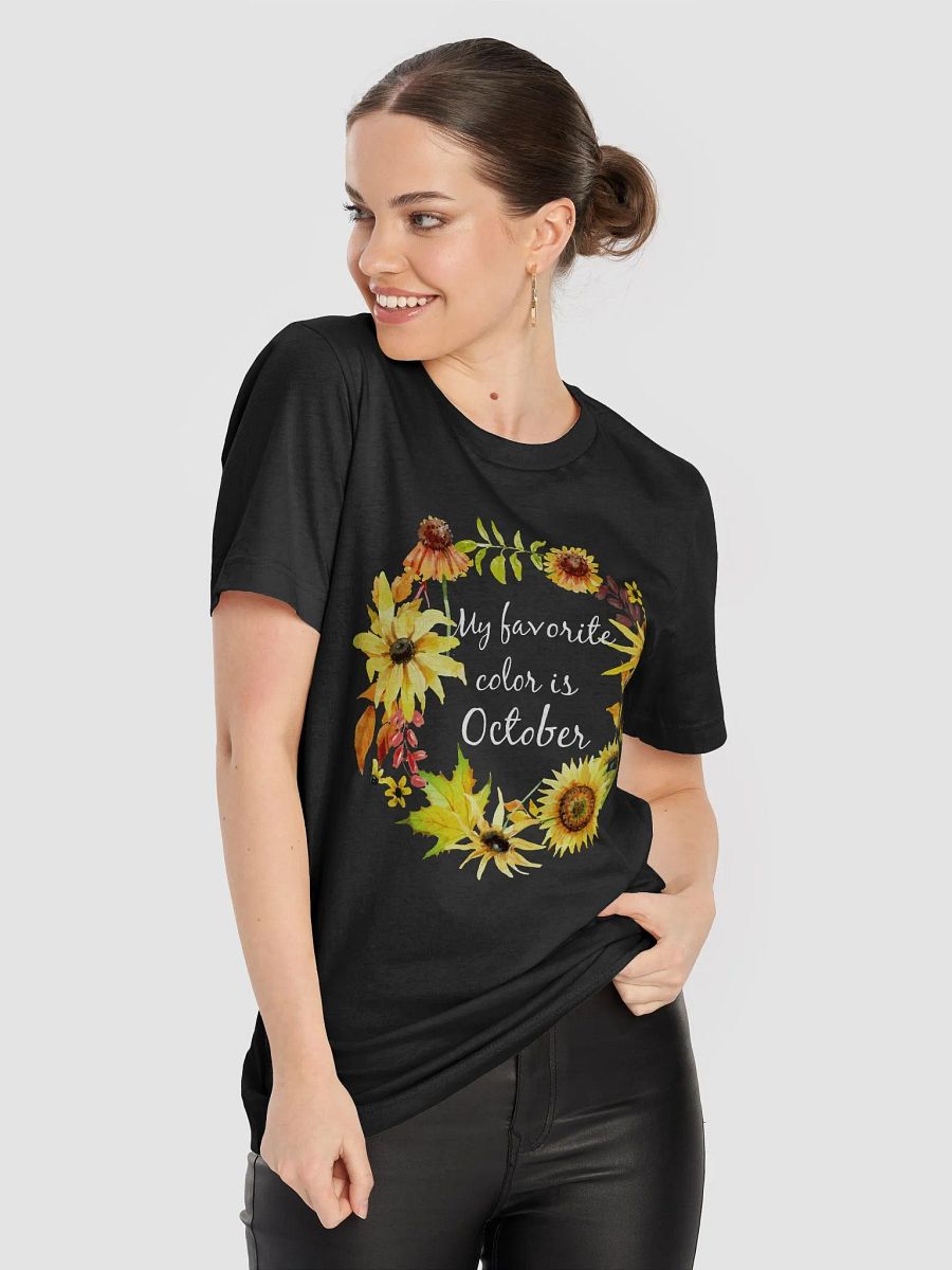🌻 My Favorite Color is October T-Shirt | Autumn Floral Wreath Shirt | Cute Fall Season Tee product image (63)