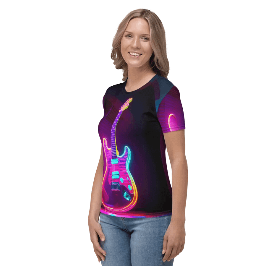 Neon Guitar All Over Print T-shirt product image (5)