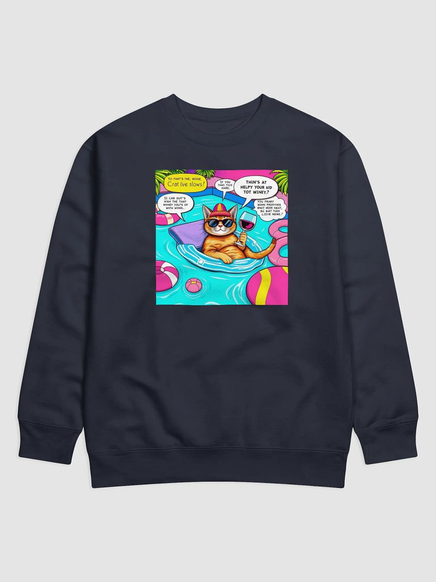 Wine Cat Pool Day Sweatshirt product image (2)