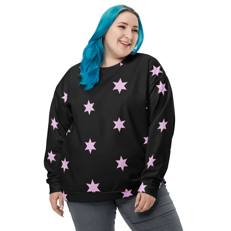 Abstract Repeating Pink Stars Unisex All Over Print Sweatshirt product image (13)