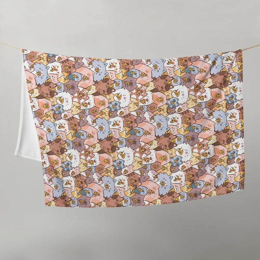 Whimsical Pizza Cats Throw Blanket product image (9)