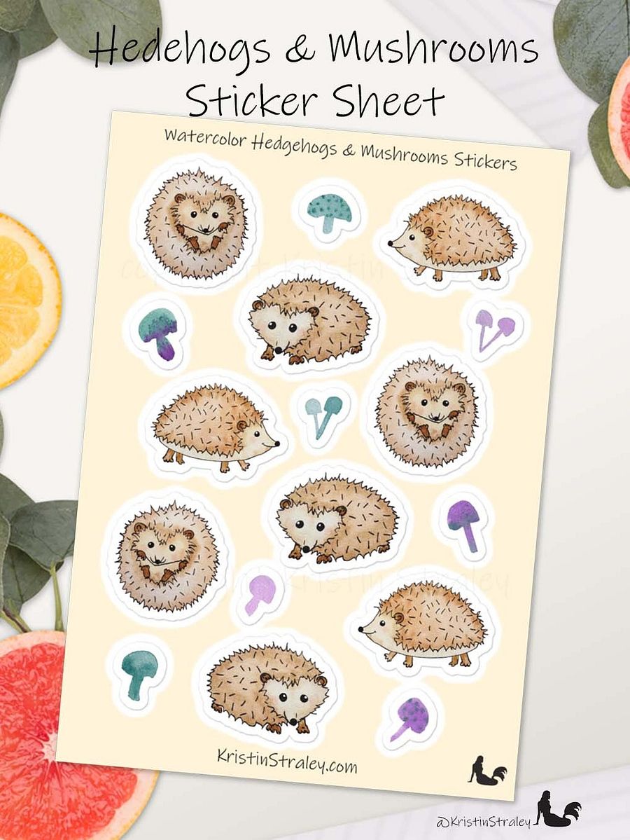 Hedgehogs and Mushrooms Sticker Sheet product image (1)