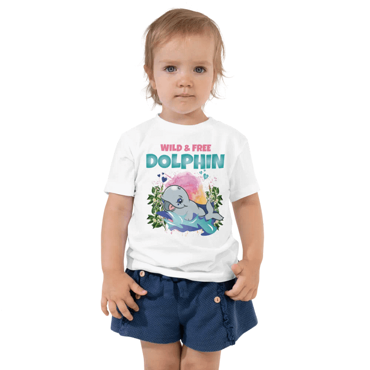 Dolphin Wild and Free Colorful Funny Cute Bella+ Canvas Toddler T-Shirt – Funny Shirt & Gift for Kids product image (2)