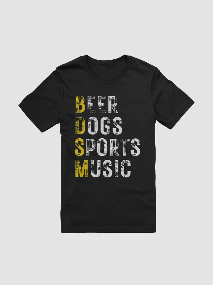 Beer Dogs Sports Music T-Shirt – Funny Gold Shirt Gift for Men and Women product image (1)