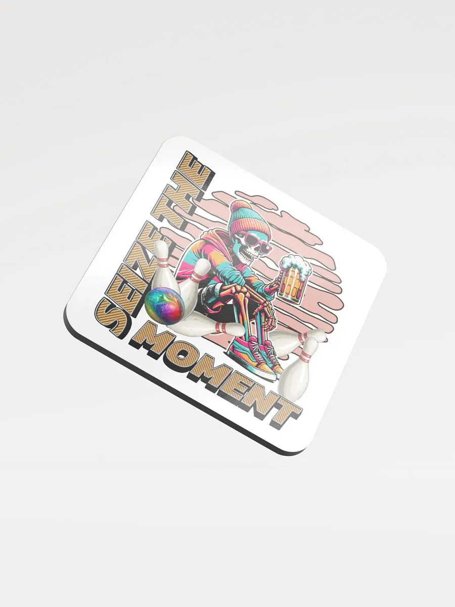 Seize The Moment Skeleton Beer Bowling Vibrant Moment Cork Coaster product image (2)