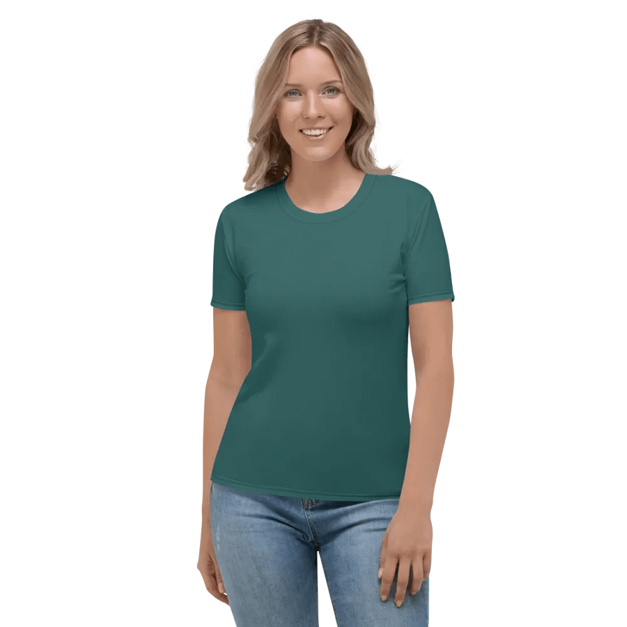 Plain Teal Green Soft Summer Women's Crewneck Polyester Heavyweight Premium T-Shirt by Treasure Pie product image (3)