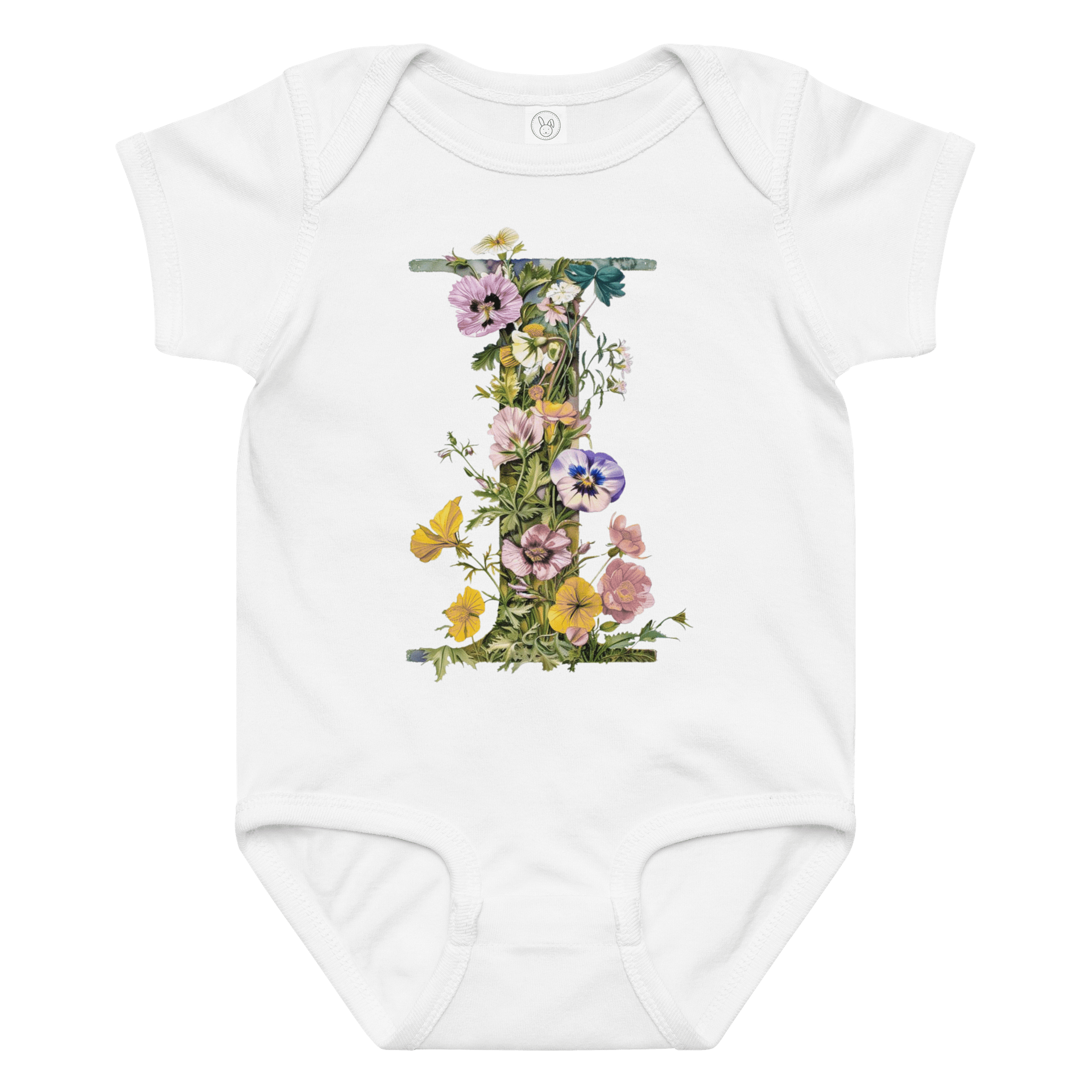 Floral Letter 'I' Baby Jersey Bodysuit product image (1)