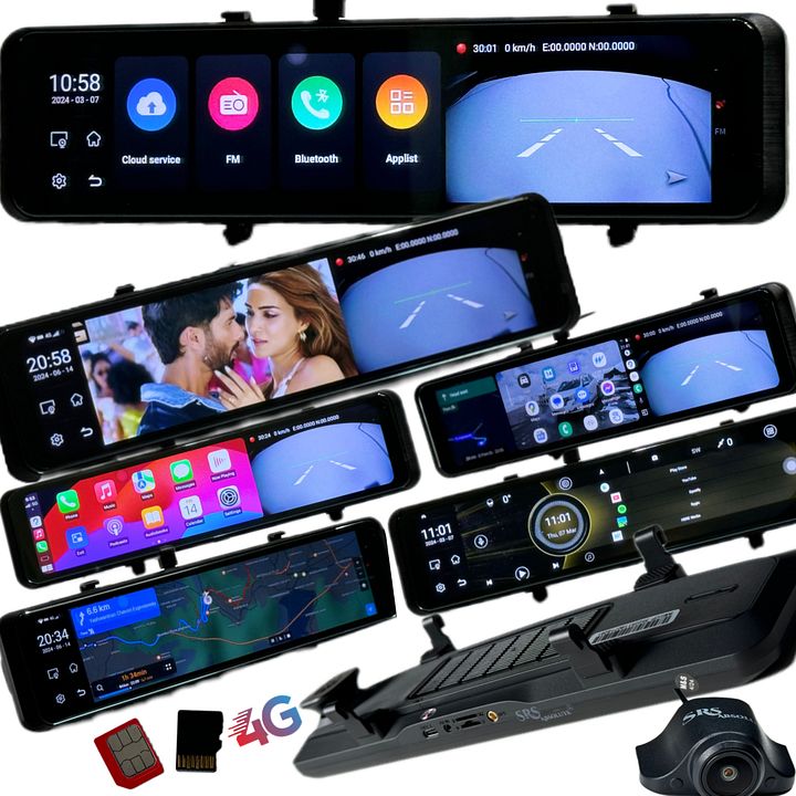 SRS ABSOLUTE 2K 4G Smart DashCam |Android| ADAS | Wireless CarPlay | 24x7 Remote Audio-Video Monitor | GPS Track |Multi-Task | 1TB MicroSD Support | Maps-Apps Support | Steering Control |Split Screen product image (1)