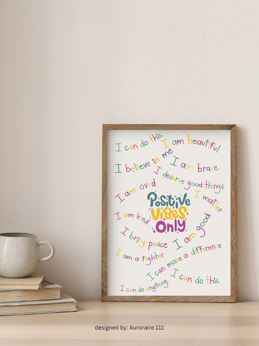 Positive Vibes Only - Printable Wall Art | Digital Poster Download | Multiple Sizes Included product image (3)