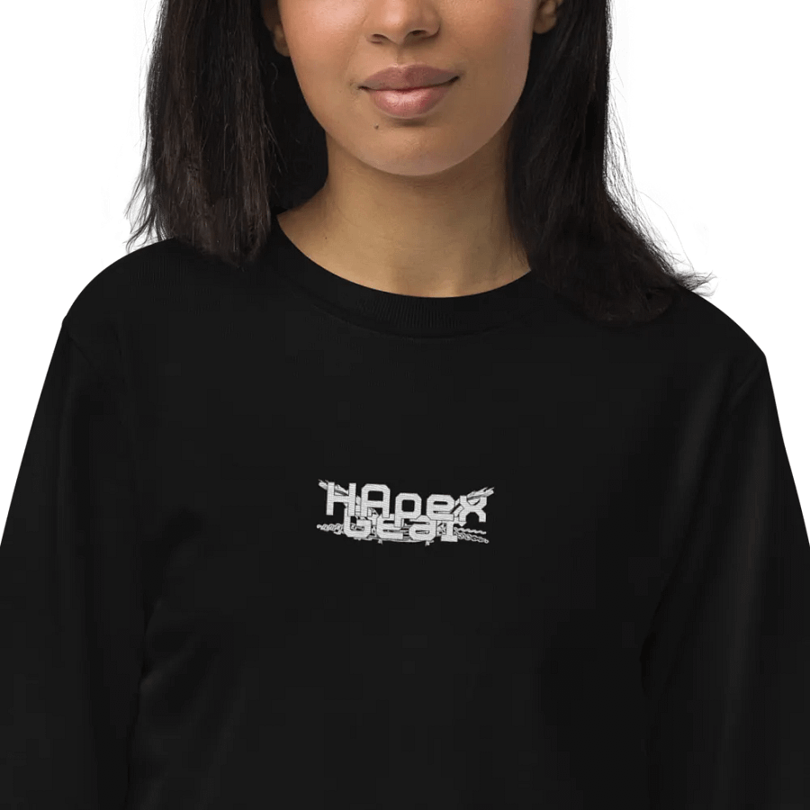 Unisex Organic Sweatshirt - Embroidered - White HApex Gear Black Logo product image (9)