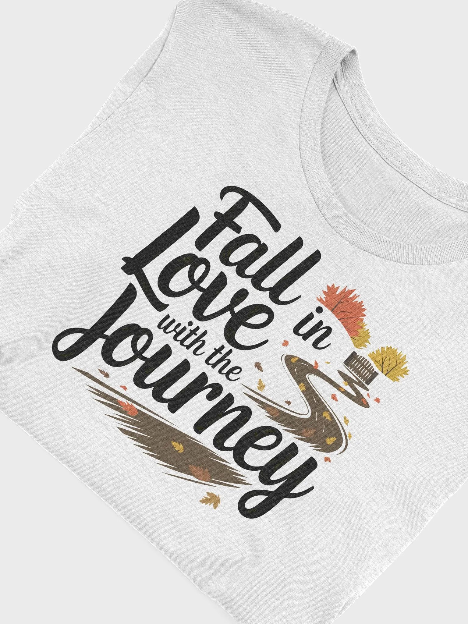 “Fall in Love with the Journey” t-shirt, Autumn-inspired t-shirt, Winding road adventure theme, Inspirational journey shirt, Perfect for fall enthusiasts, Unique gifts for nature lovers, gift idea product image (5)