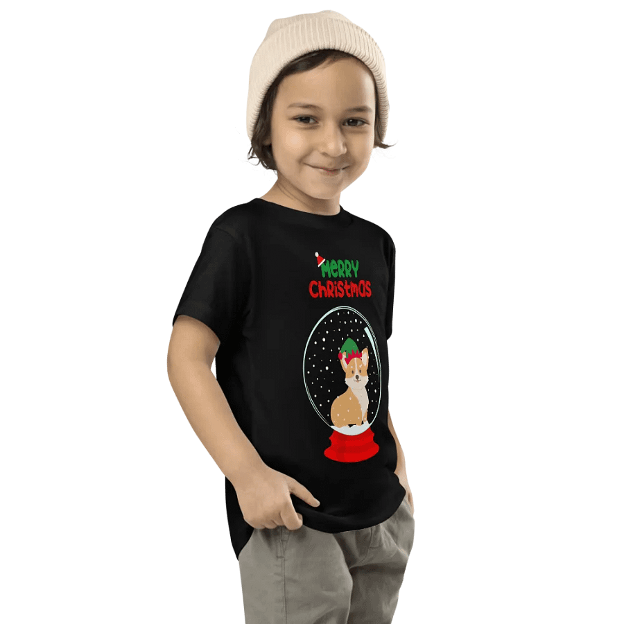 Merry Christmas Corgi Snow Globe Toddler T-Shirt product image (8)