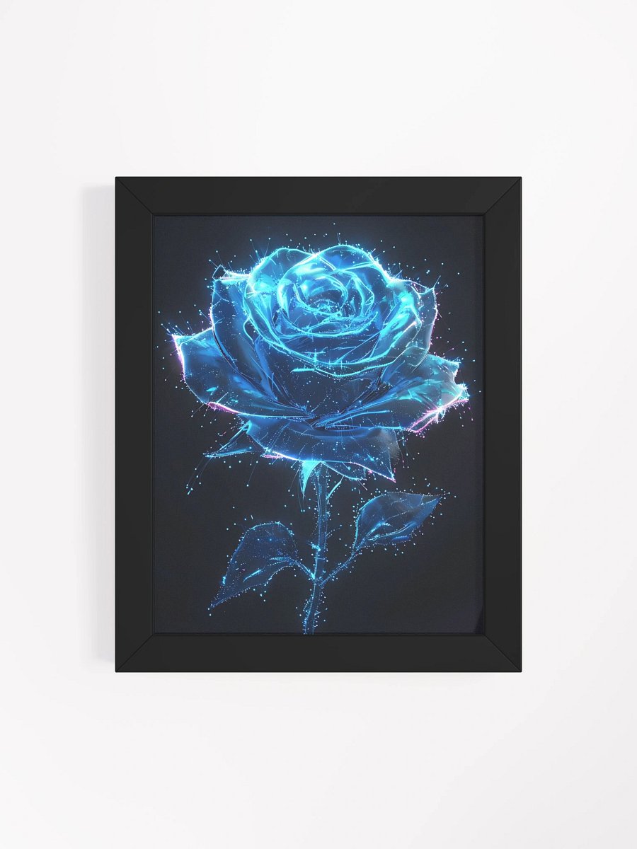 Neon Blue Rose Glow Matte Poster product image (5)