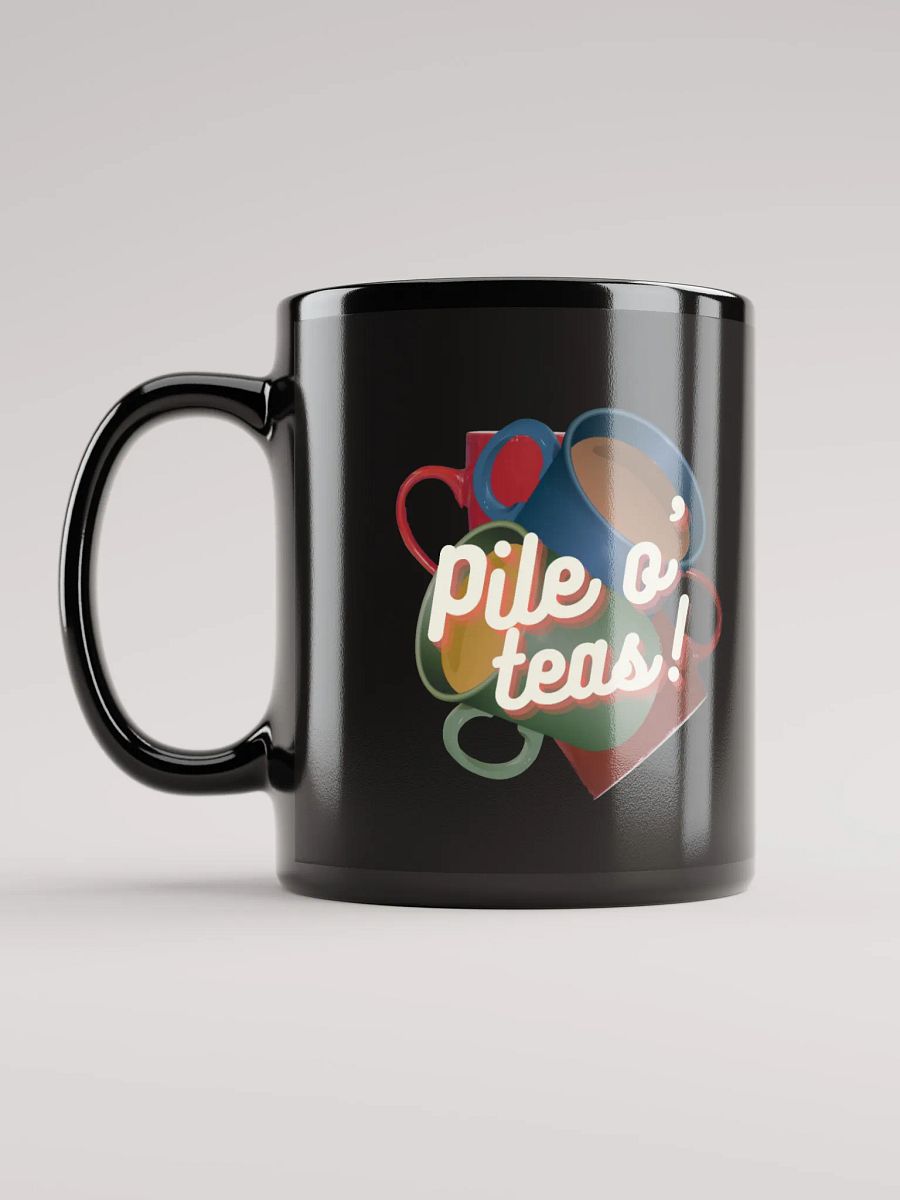 Pile o' teas black mug product image (11)