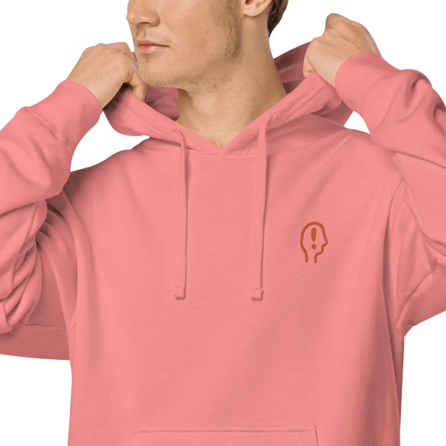 EXCLAIMING MENTALLY (orange) embroidered pigment hoodie product image (1)