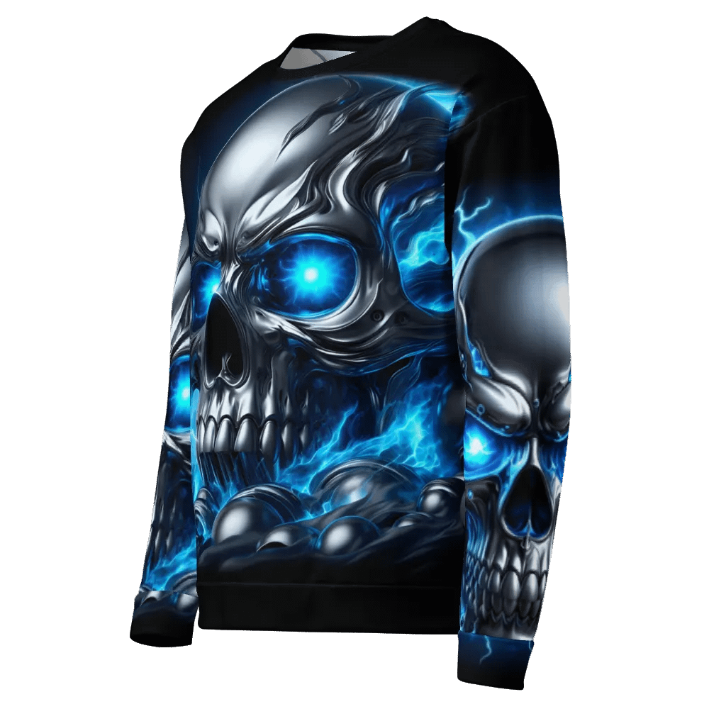 Electric Blue Skull All-Over Print - Unisex Sweatshirt #5 product image (4)
