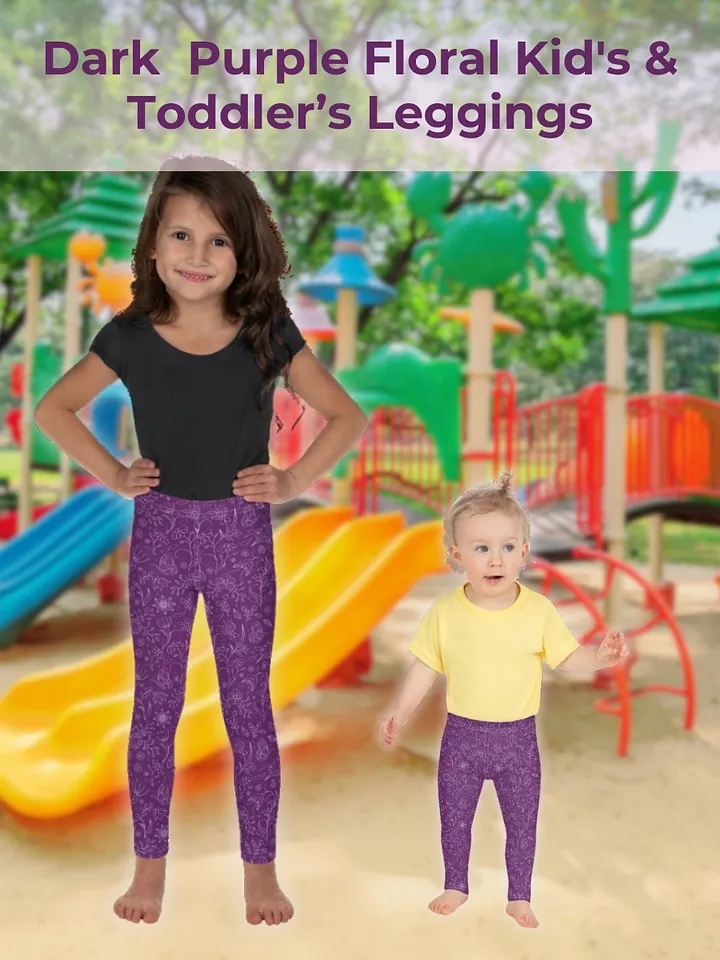 Dark Purple Floral Kid's and Toddler's Leggings product image (1)