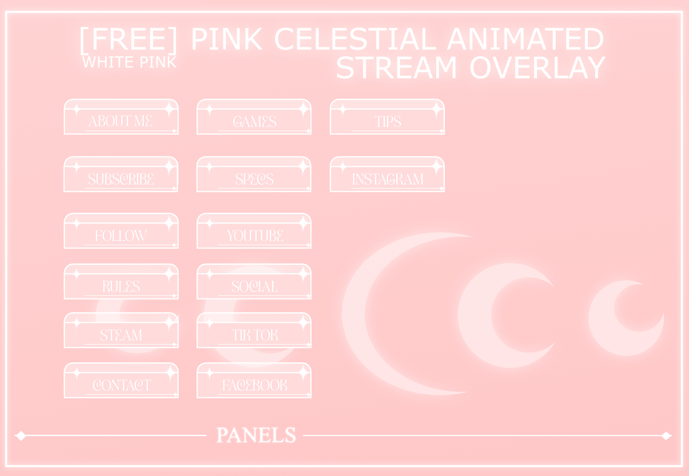 PINK CELESTIAL ANIMATED STREAM OVERLAY, PINK STREAM OVERLAY, ANIMATED OVERLAY, CUTE PINK OVERLAY, SHINNY MOON OVERLAY product image (5)