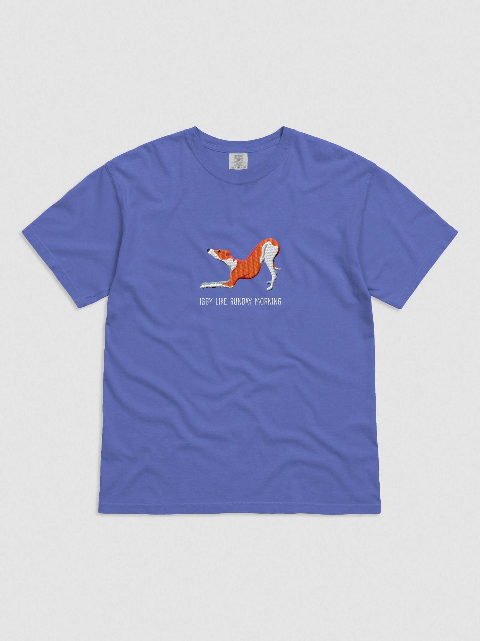 Iggy Like Sunday Morning T-Shirt(Embroidered) of an Italian Greyhound(Red & White) product image (4)