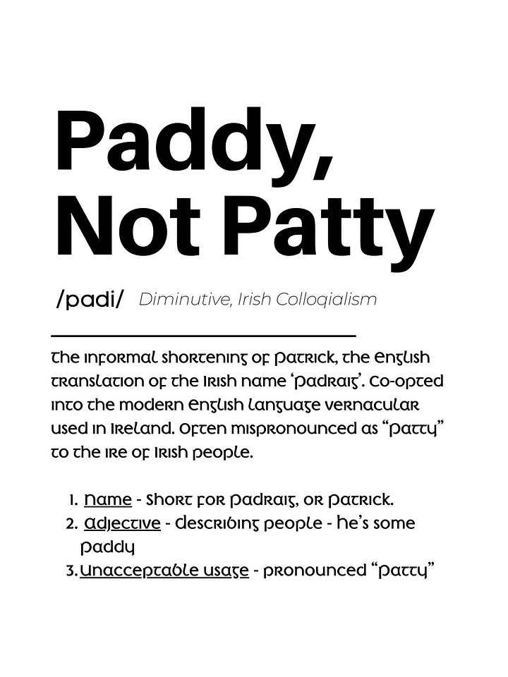 Paddy NOT Paddy Dictionary Print Digital Download product image (1)