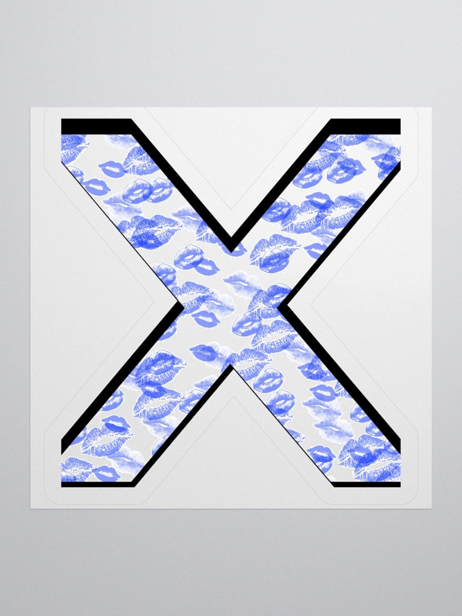 White X Blue Lipstick Kisses | Kiss-cut Sticker product image (1)