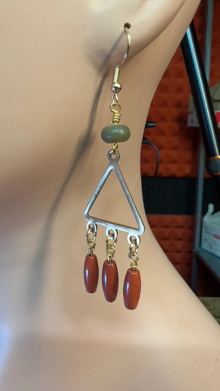 Earrings - Soocho Jade and Red Jasper - Hand-made by JB product image (2)