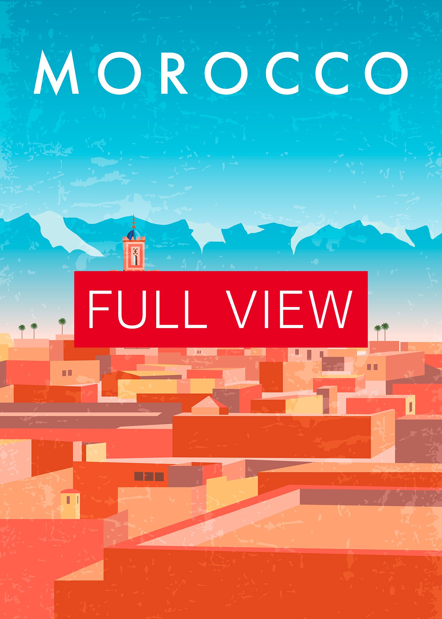 Morocco, Marrakesh — Retro travel minimalist poster, retro travel art, retro travel wall art, vector art product image (3)