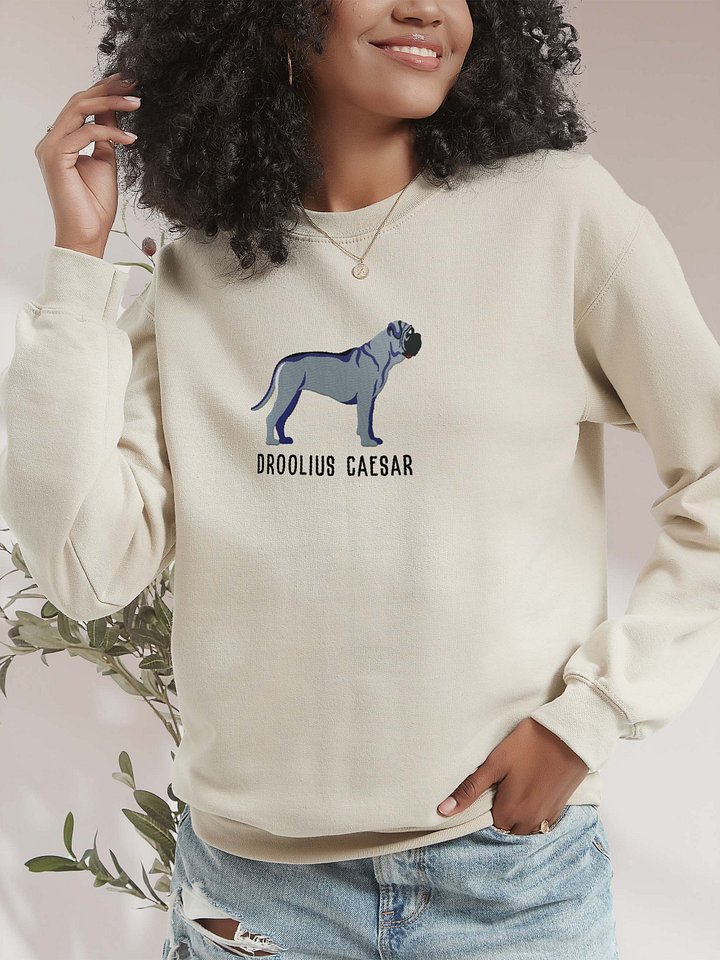 Droolius Caesar Sweatshirt (Embroidered) of an English Mastiff(Blue) product image (2)