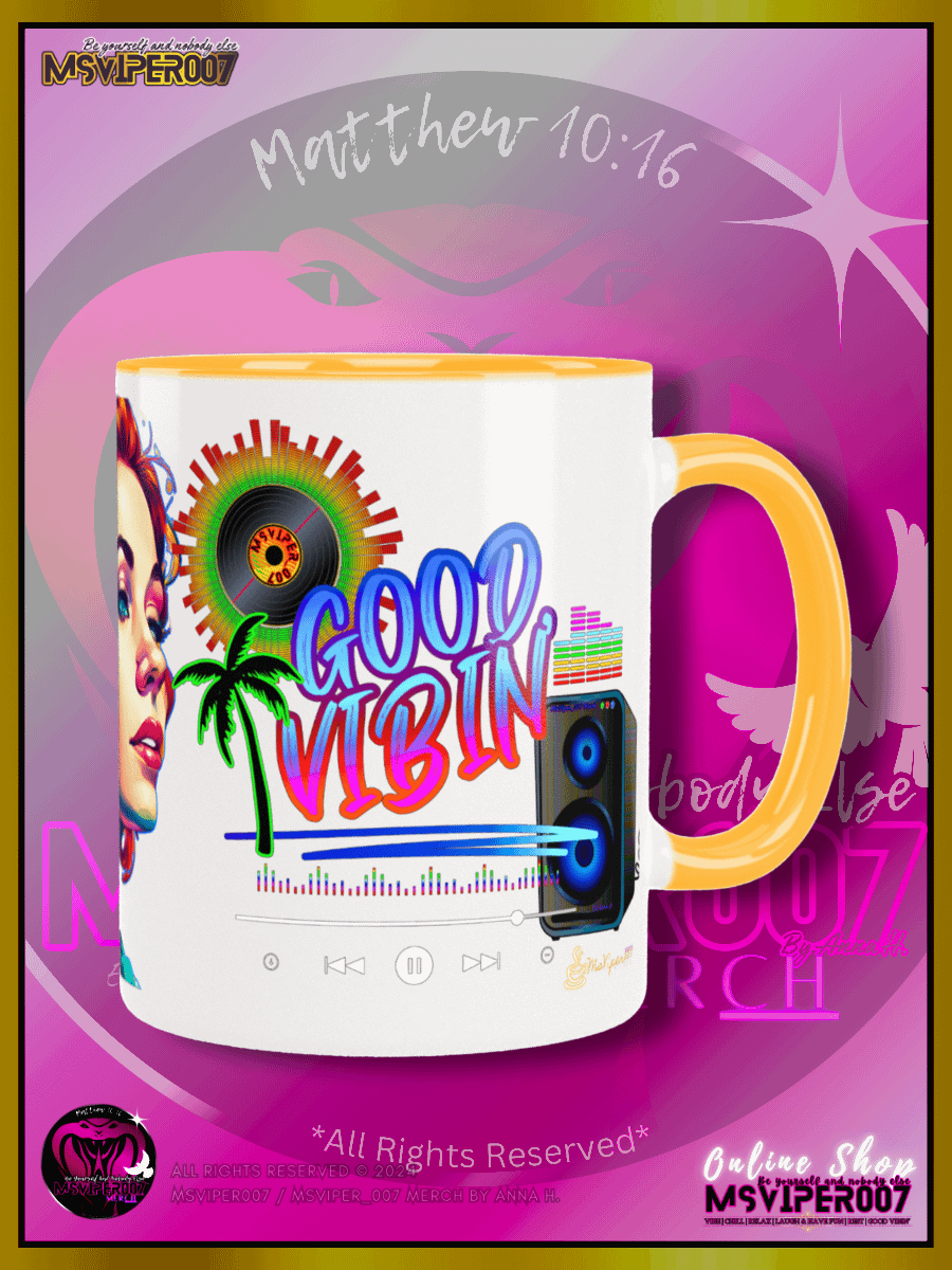 Mugs - MsViper007's "Good Vibin' [spectrum - V1]" Hot Beverage Mug with color inside by Anna H. product image (3)