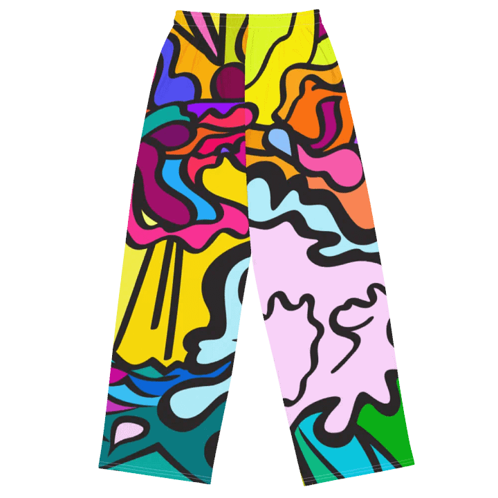 Whimsical Waves Unisex Wide-Leg Pants - Wave at Sunset product image (2)