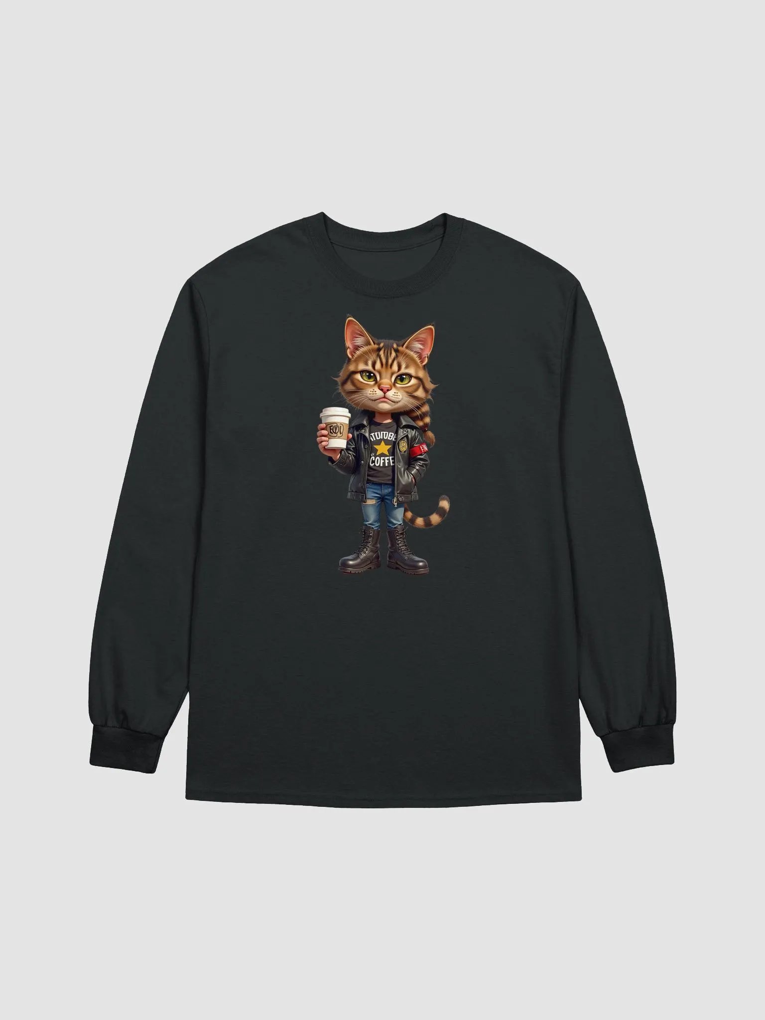 Confident Cat Coffee Long Sleeve Tee product image (8)