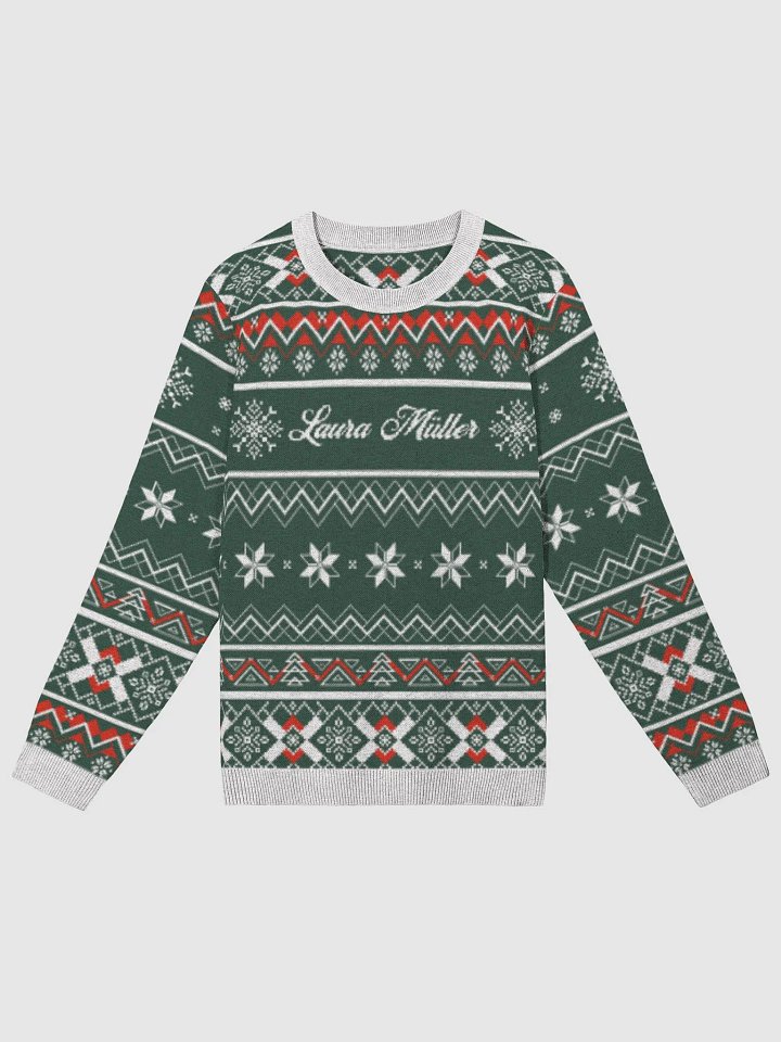 KNITTED CHRISTMAS SWEATER CLASSIC FIT / PERSONALIZED NAME / GREEN product image (1)