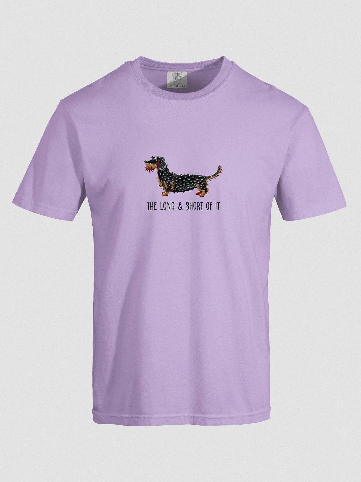 The Long & Short of It T-Shirt(Embroidered) of a Wirehaired Dachshund(Salt & Pepper) product image (10)