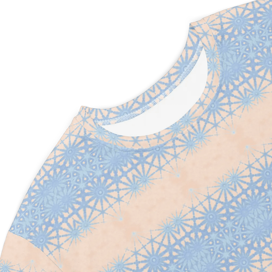 Abstract Subtle Dusky Blue and Peach Ladies T Shirt Dress product image (5)