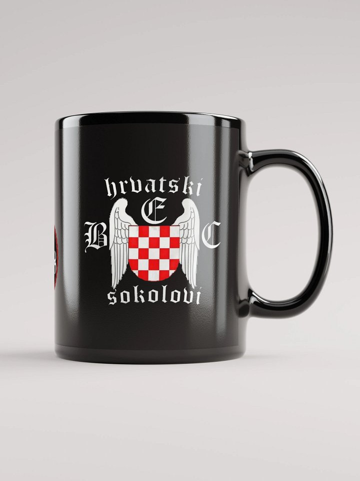 Sleek Black Glossy Mug hrvatski sokolovi product image (1)